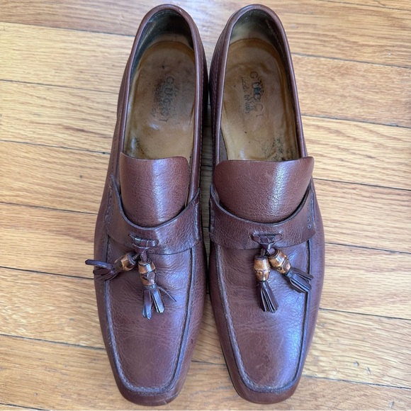 Vintage Gucci Brown Leather Bamboo Tassel Loafers Mens Size 9.5D (US 10) - Picture 4 of 12